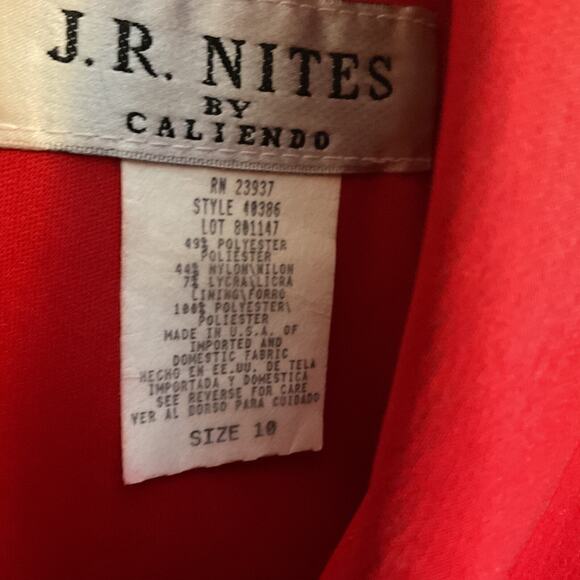 J. R. Nites by Caliendo Jacket Size 10 Vintage Red Rhinestone Buckle Zip Back - Picture 2 of 15